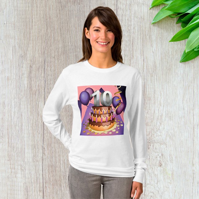 Elegantes 10-jähriges Celebration Cake Design T-Shirt (Von Creator hochgeladen)
