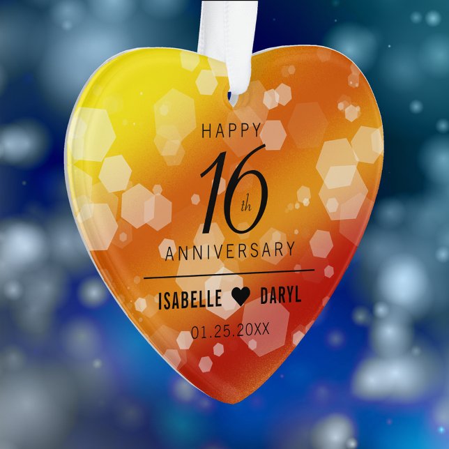 Elegantes 16. Hochzeitstag Ornament (Elegant 16th Golden Topaz Wedding Anniversary Acrylic Ornament Cover Photo.)