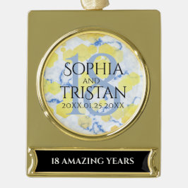 Elegantes 18. Geburtstag von Porzellan Banner-Ornament Gold