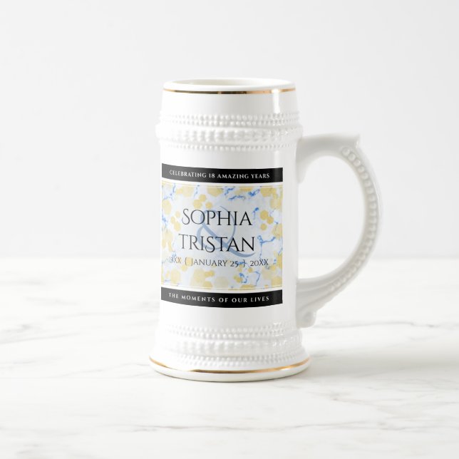 Elegantes 18. Geburtstag von Porzellan Bierglas (Rechts)