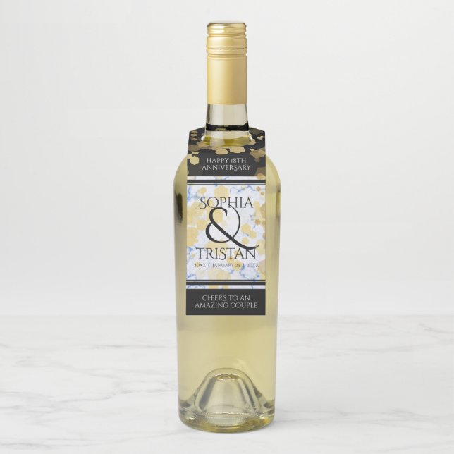 Elegantes 18. Geburtstag von Porzellan Flaschenanhänger (Auf Flasche)