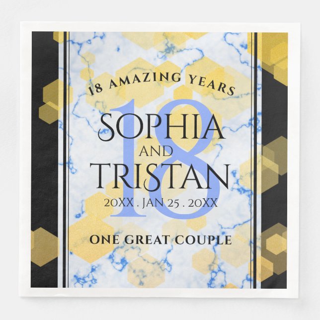 Elegantes 18. Geburtstag von Porzellan Serviette (Vorderseite)