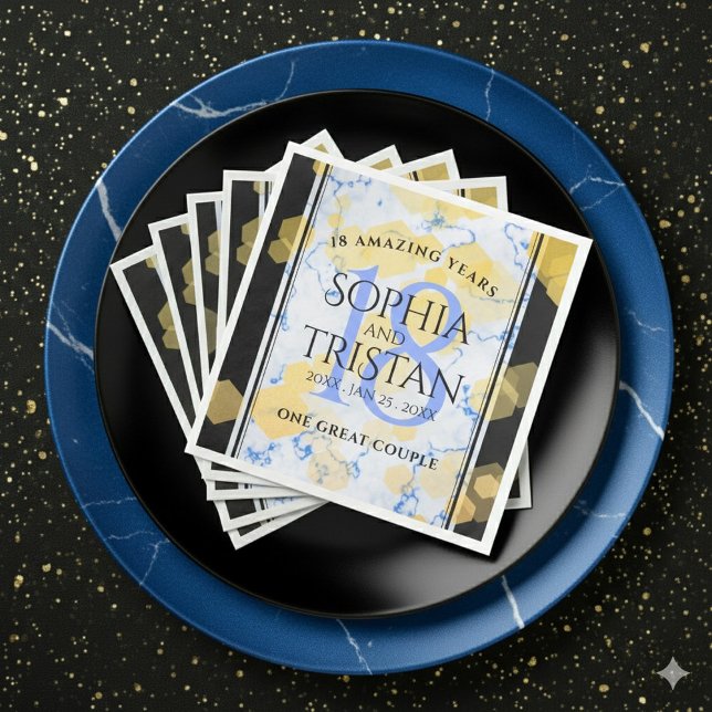 Elegantes 18. Geburtstag von Porzellan Serviette (Elegant 18th Porcelain Wedding Anniversary Napkins Cover Photo)