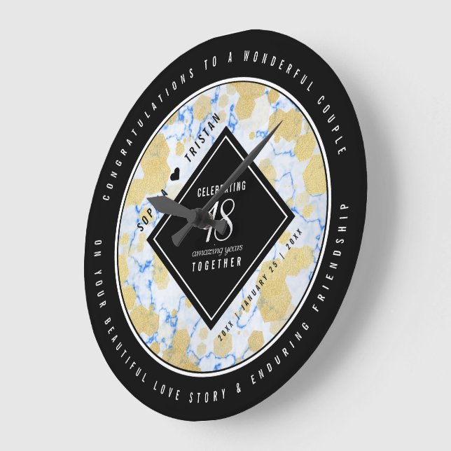 Elegantes 18-jähriges Porzellan Hochzeitsjubiläum Große Wanduhr (Winkel)