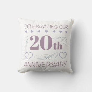 Elegantes 20. Hochzeitsjubiläum Lavendel Kissen