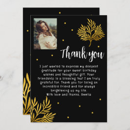 Elegantes 21. Geburtstags Gold Foliage Foto Dankeskarte