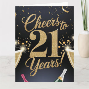 "Elegantes 21. Geburtstagsdesign – Gold Glitter Karte