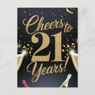 "Elegantes 21. Geburtstagsdesign – Gold Glitter" Postkarte
