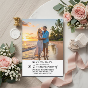 Elegantes 25. Hochzeitsjubiläumsfoto Save The Date