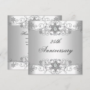 Elegantes 25. Jubiläum Silber Weißer Diamant Einladung