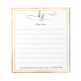 Elegantes 2 Monogramm Skript vom Schreibtisch des Notizblock