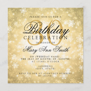 Elegantes 30. Geburtstag Gold Winter Wonderland Einladung