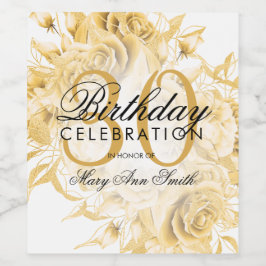 Elegantes 30. Geburtstag Party Floral Gold Weinetikett