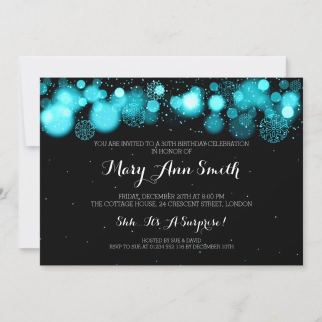 Elegantes 30. Geburtstag Party Türkis Einladung (Vorderseite)