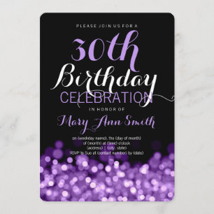 Elegantes 30. Geburtstags-Party-lila Lichter Einladung