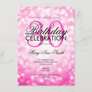 Elegantes 30. Geburtstags-Party Rosa Glitzer Licht Einladung
