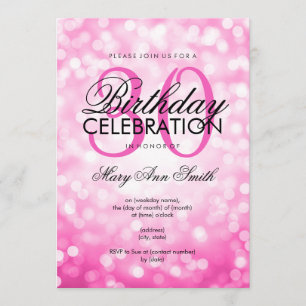 Elegantes 30. Geburtstags-Party Rosa Glitzer Licht Einladung