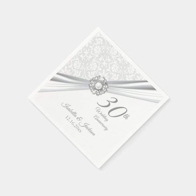 Elegantes 30-jähriges Hochzeitsszenario Serviette (Ecke)
