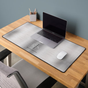 Elegantes 3-D Monogramm und schwarzer Name, gebürs Schreibtischunterlage