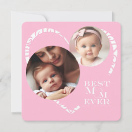 Elegantes 3-Foto "Best Mama Ever" Rosa und Weiß He