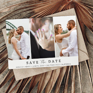 Elegantes 3 Foto Moderne Hochzeit Save The Date