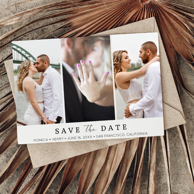 Elegantes 3 Foto Moderne Hochzeit Save The Date (Von Creator hochgeladen)