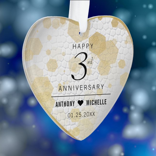 Elegantes 3. Leder Hochzeitsszenario Ornament (Elegant 3rd Leather Wedding Anniversary Acrylic Ornament Cover Photo.)