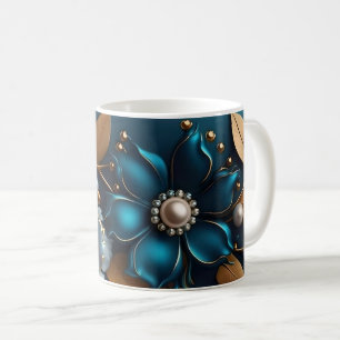 Elegantes 3D-Blüten-Design, Blumenmuster-Kaffeetas Kaffeetasse