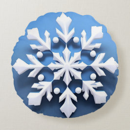 Elegantes 3d Snowflake Design Rundes Kissen