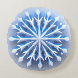 Elegantes 3d Snowflake Design Rundes Kissen