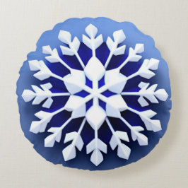 Elegantes 3d Snowflake Design Rundes Kissen