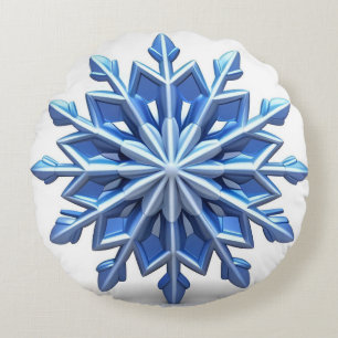 Elegantes 3d Snowflake Design Rundes Kissen