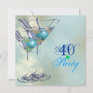Elegantes 40. Aqua Green Party Einladung