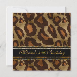 Elegantes 40. Geburtstag Party Black Gold Wild 3 Einladung