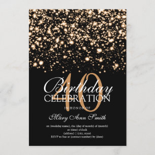 Elegantes 40. Geburtstag Party Gold Midnight Glam Einladung