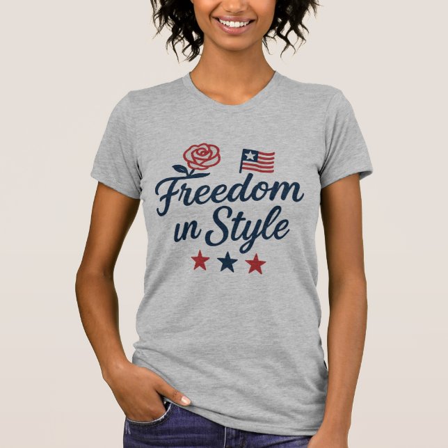 Elegantes 4.-Juli-Blumendesign T-Shirt (Vorderseite)