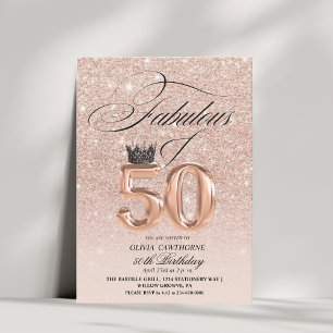 Elegantes 50. & fabelhafte Geburtstagsfeier Rose G Einladung