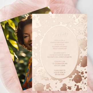 Elegantes 50. Foto auf Back Custom Birthday Einzig Folieneinladung