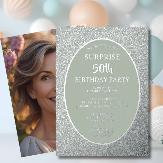 Elegantes 50. Foto auf Back Custom Birthday Einzig Folieneinladung