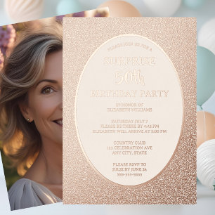 Elegantes 50. Foto auf Back Custom Birthday Einzig Folieneinladung