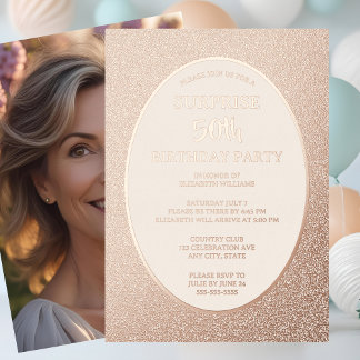 Elegantes 50. Foto auf Back Custom Birthday Einzig Folieneinladung