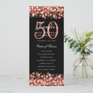 Elegantes 50. Geburtstagsparty Rose Gold Menü Einladung