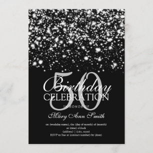 Elegantes 50. Geburtstagsparty Silver Midnight Gla Einladung