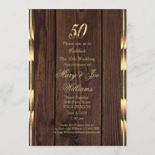 Elegantes 50. Hochzeitsjubiläum Gold Rustikales Ho Einladung
