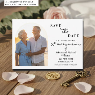 Elegantes 50. Hochzeitsjubiläumsfoto Save The Date