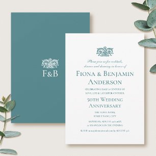 Elegantes 50. Hochzeitstag Teal Formal Einladung
