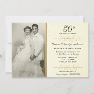 Elegantes 50-jähriges Foto zum Hochzeitstag Einladung