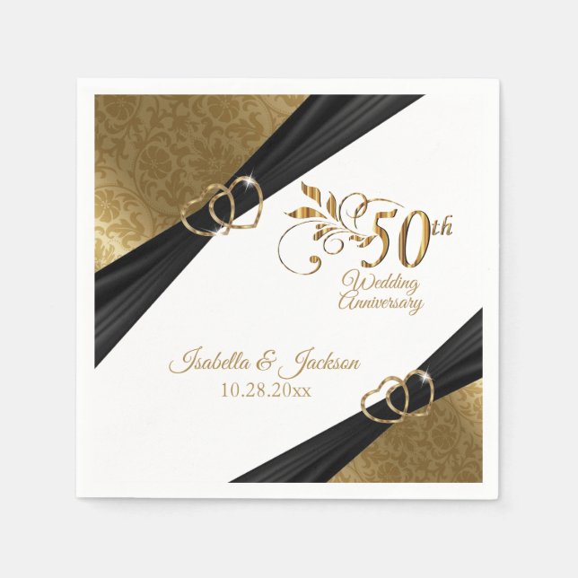 Elegantes 50-jähriges Hochzeitsszenario Serviette (Vorderseite)