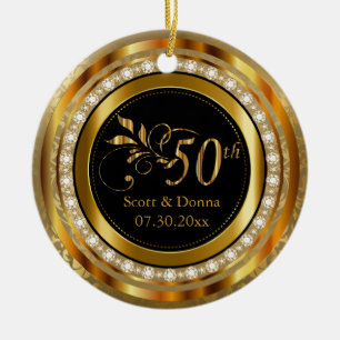 Elegantes 50. Jubiläum des Goldenen Diamanten Keramikornament