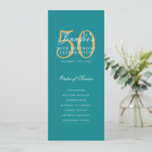 Elegantes 50th Program Gold Aquamarin Menu+Vielen  Einladung